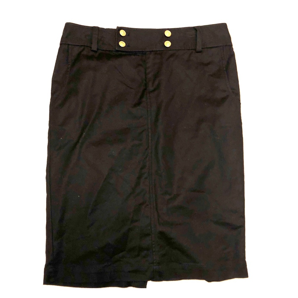 Ralph Lauren Pencil Skirt Black Sz 4 Gold Buttons